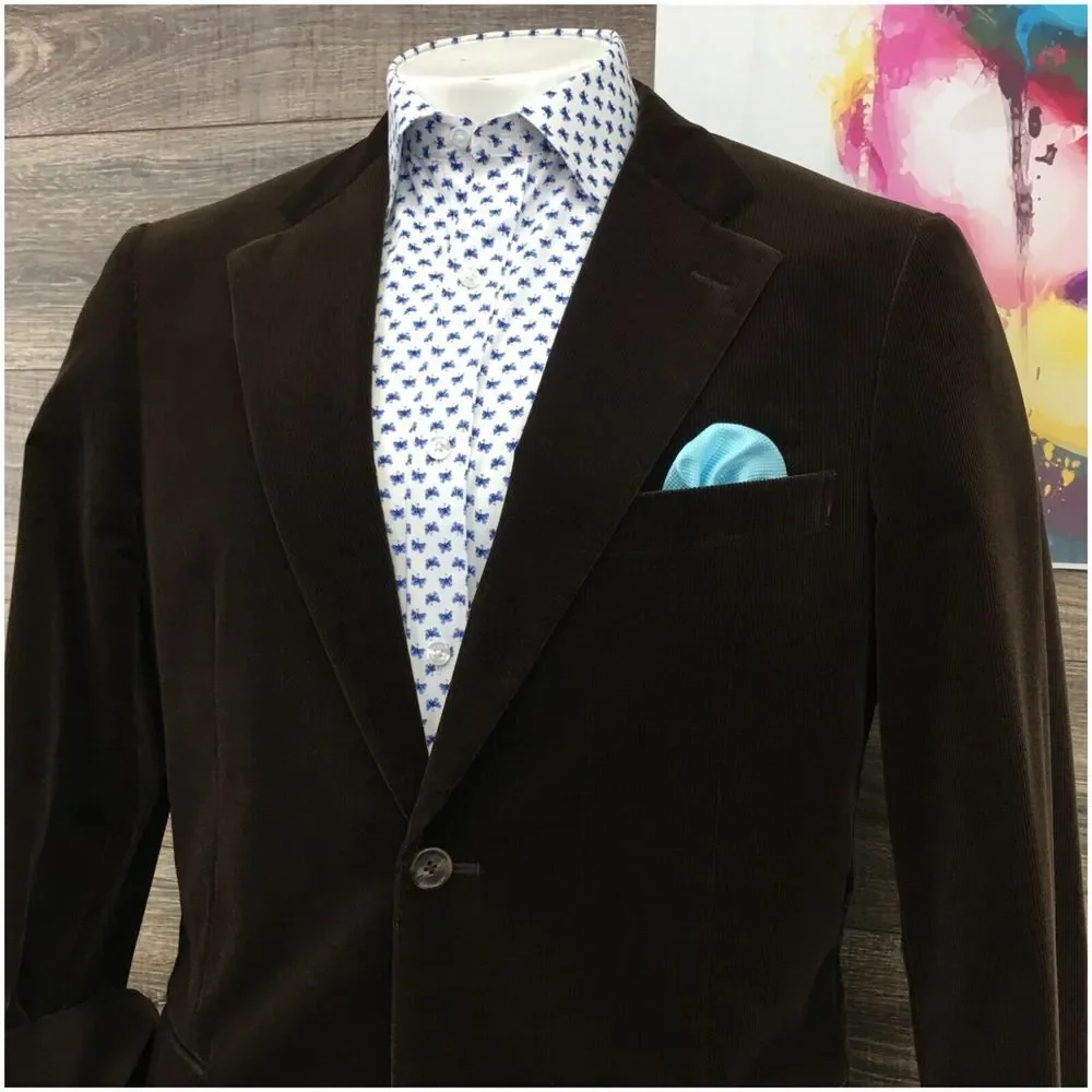 NORDSTROM Mens Blazer Sport Coat Casual Two Button Jacket Size 44L Corduroy Suit